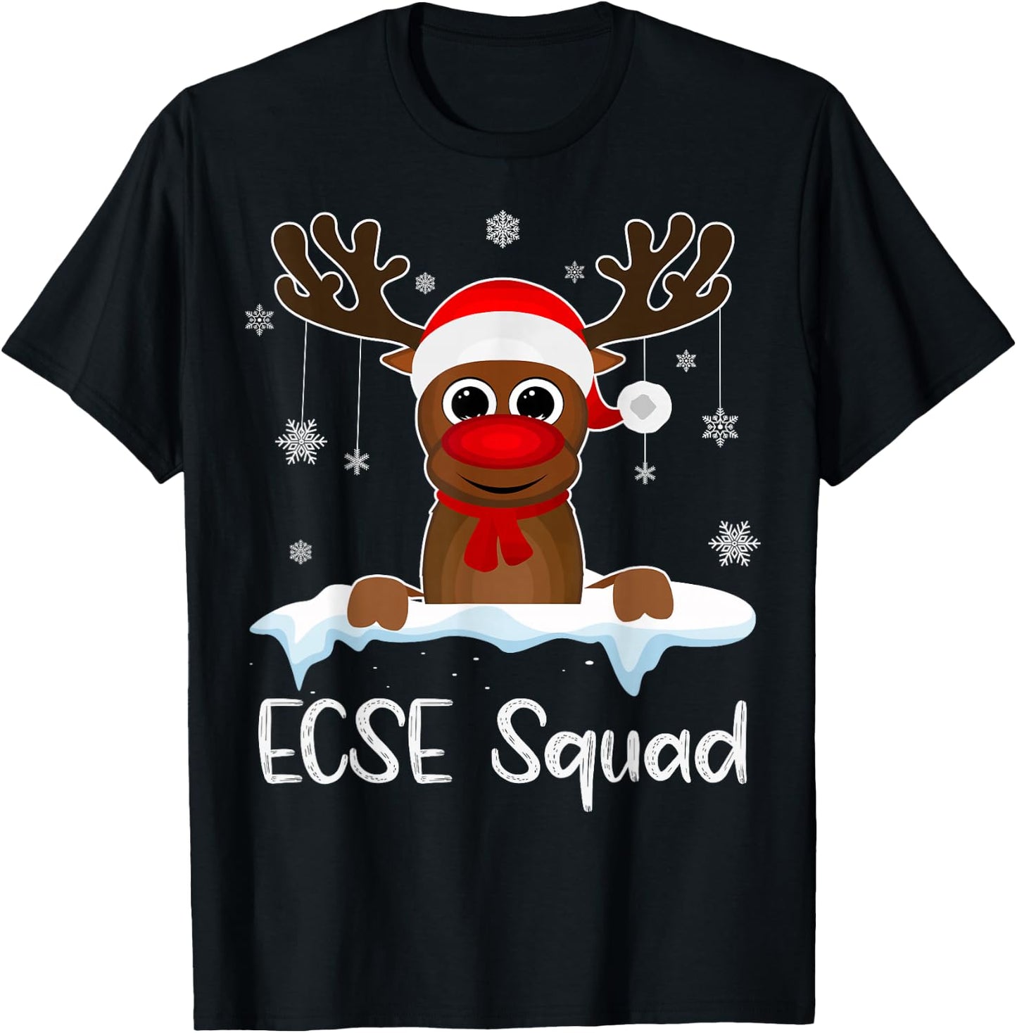 ECSE Squad Xmas Reindeer Santa Hat Christmas party T-Shirt - T-Shirt | Black