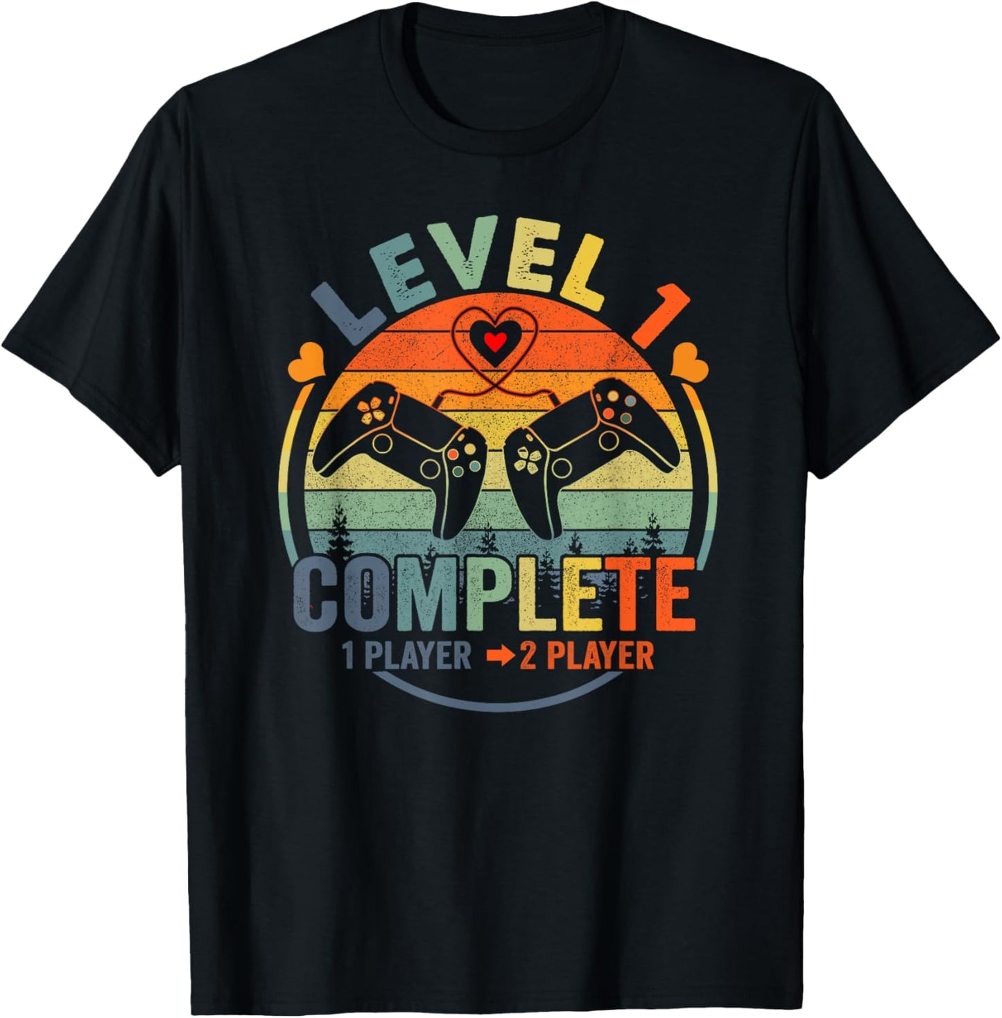 Gamer 1st Wedding Anniversary Level 1 Complete Anniversary T-Shirt - T-Shirt | Black