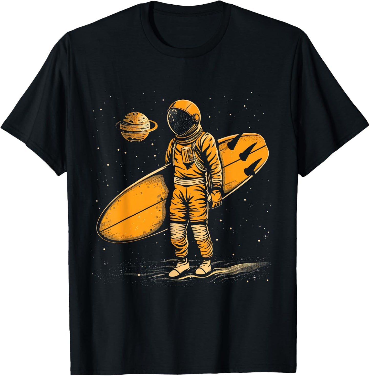 Surfer Astronaut Space Surfing Funny Surf T-Shirt - T-Shirt | Black