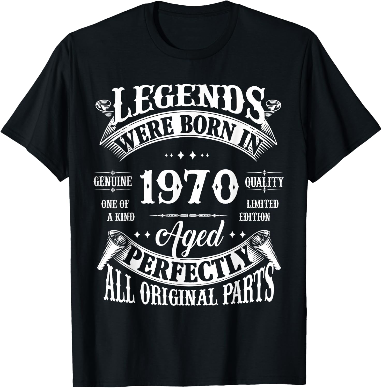 55th Birthday Vintage Legends Born in 1970 55 Years Old T-Shirt - T-Shirt | Black
