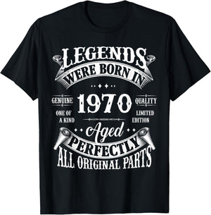 55th Birthday Vintage Legends Born in 1970 55 Years Old T-Shirt - T-Shirt | Black