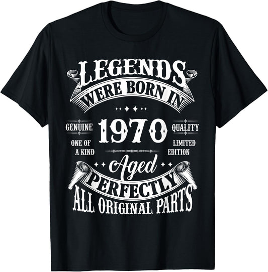 55th Birthday Vintage Legends Born in 1970 55 Years Old T-Shirt - T-Shirt | Black