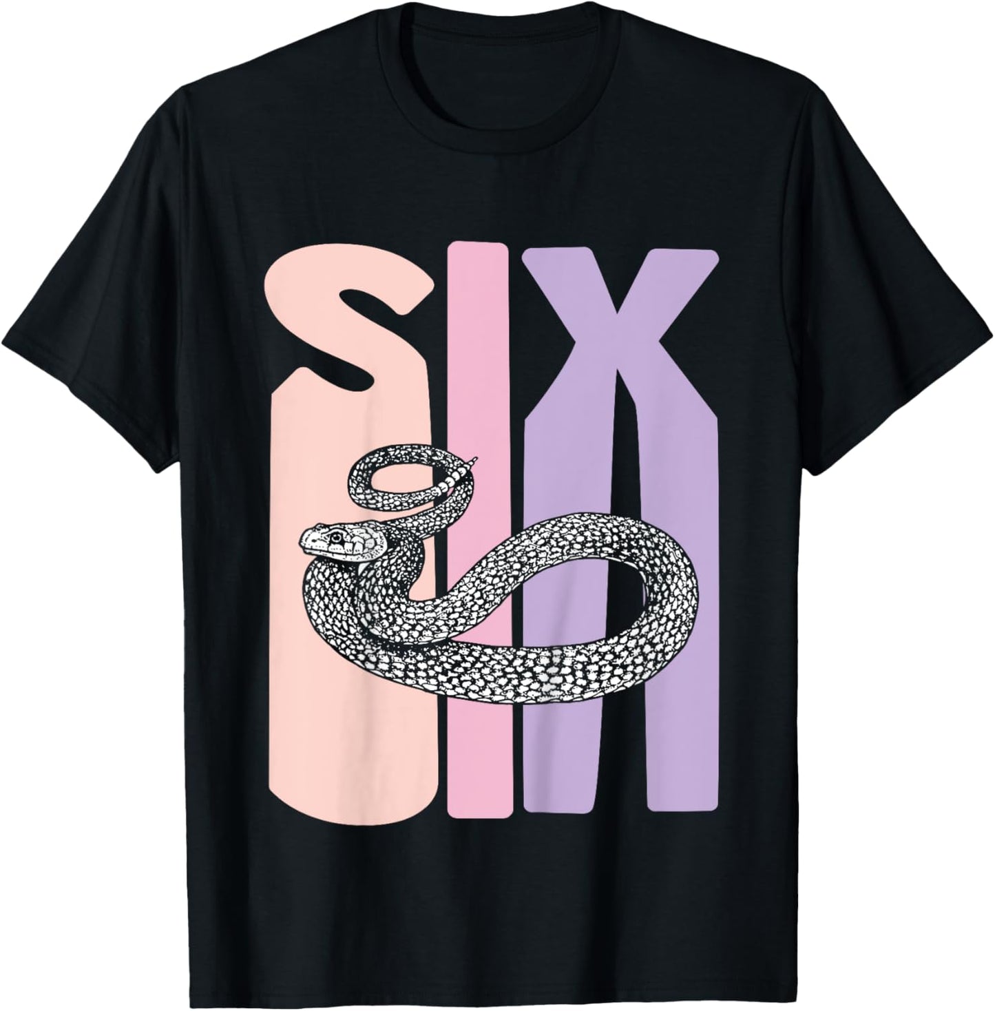 6th Birthday Girl Snake Lover Pet Reptile 6 Years Old T-Shirt - T-Shirt | Black