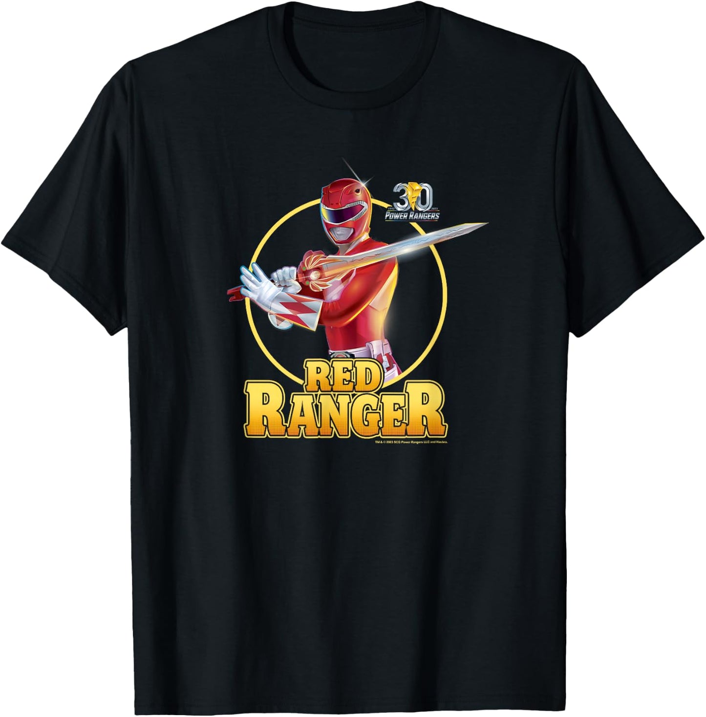 Power Rangers 30th Anniversary Red Ranger Vintage Portrait T-Shirt - T-Shirt | Black