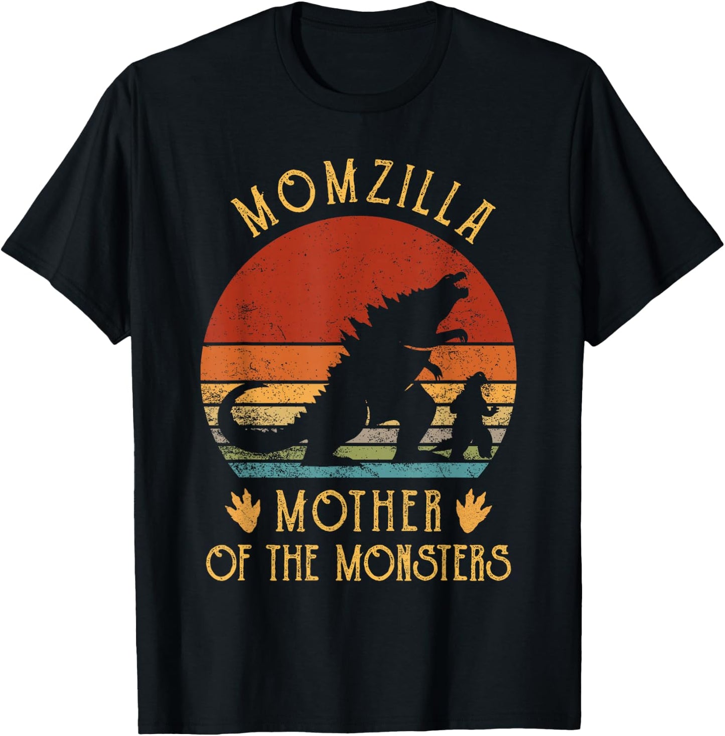 Women Momzilla Mother Of Monsters Vintage Mom Mothers Day T-Shirt - T-Shirt | Black