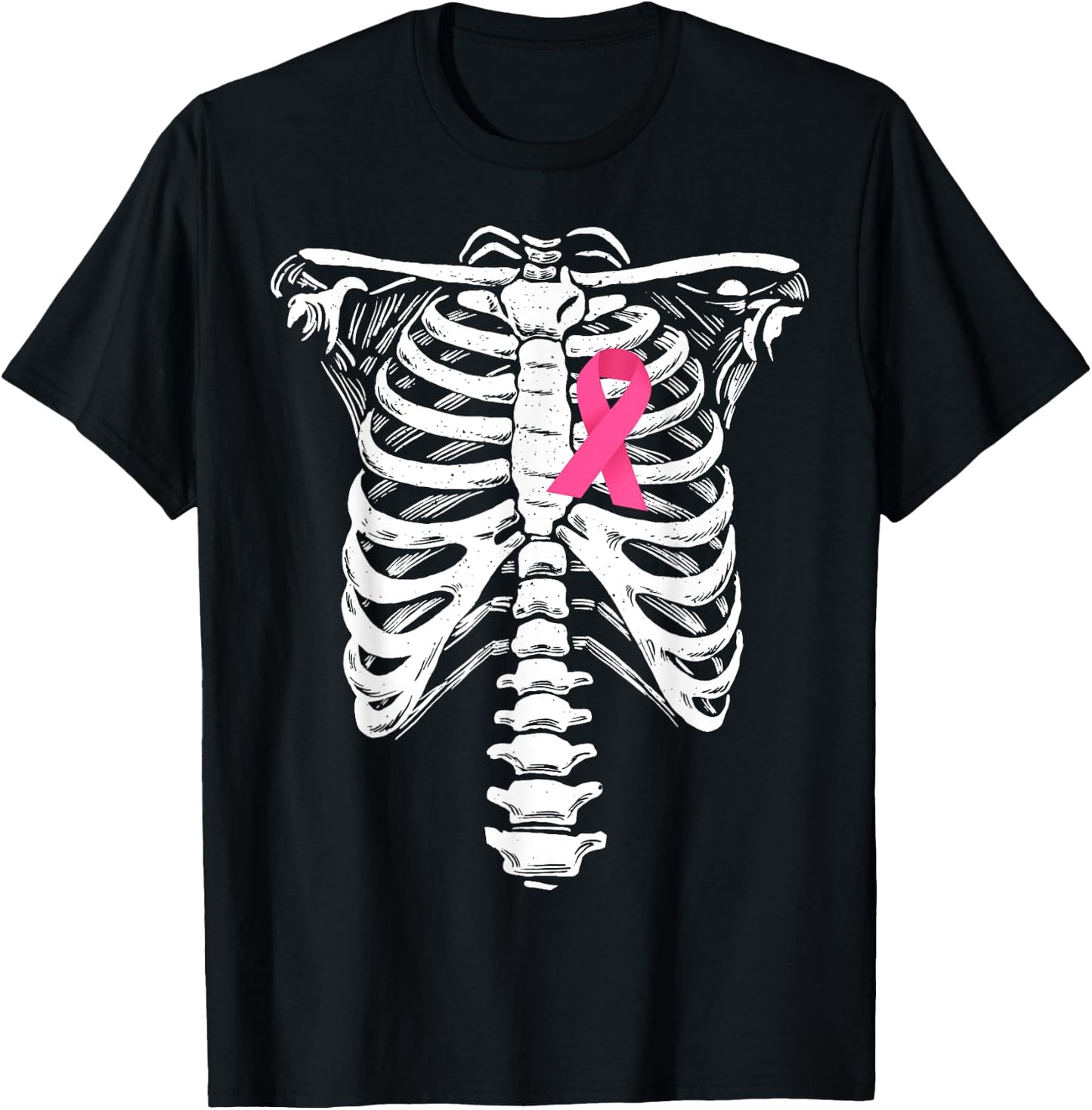 Breast Cancer Awareness Skeleton Wear Pink Ribbon Skeleton T-Shirt - T-Shirt | Black