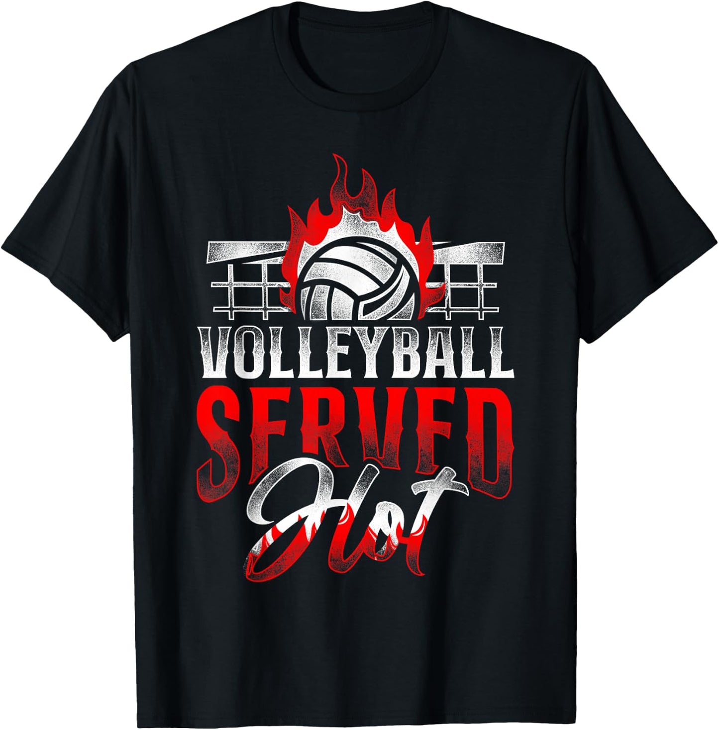 Volleyball Player Team Vintage Volleyball Served Hot T-Shirt - T-Shirt | Black