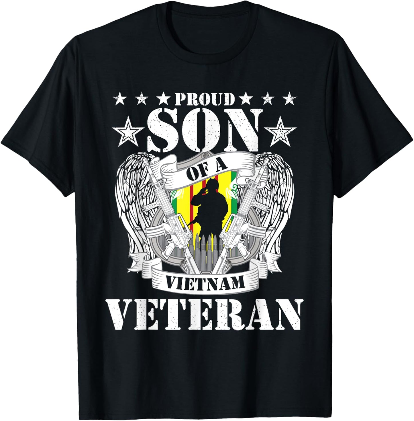 Proud Son Of A Vietnam Veteran US Patriotic Veteran's Day T-Shirt - T-Shirt | Black