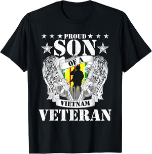 Proud Son Of A Vietnam Veteran US Patriotic Veteran's Day T-Shirt - T-Shirt | Black