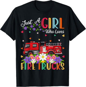 Fire Truck Lover Just A Girl Who Loves Fire Trucks T-Shirt - T-Shirt | Black