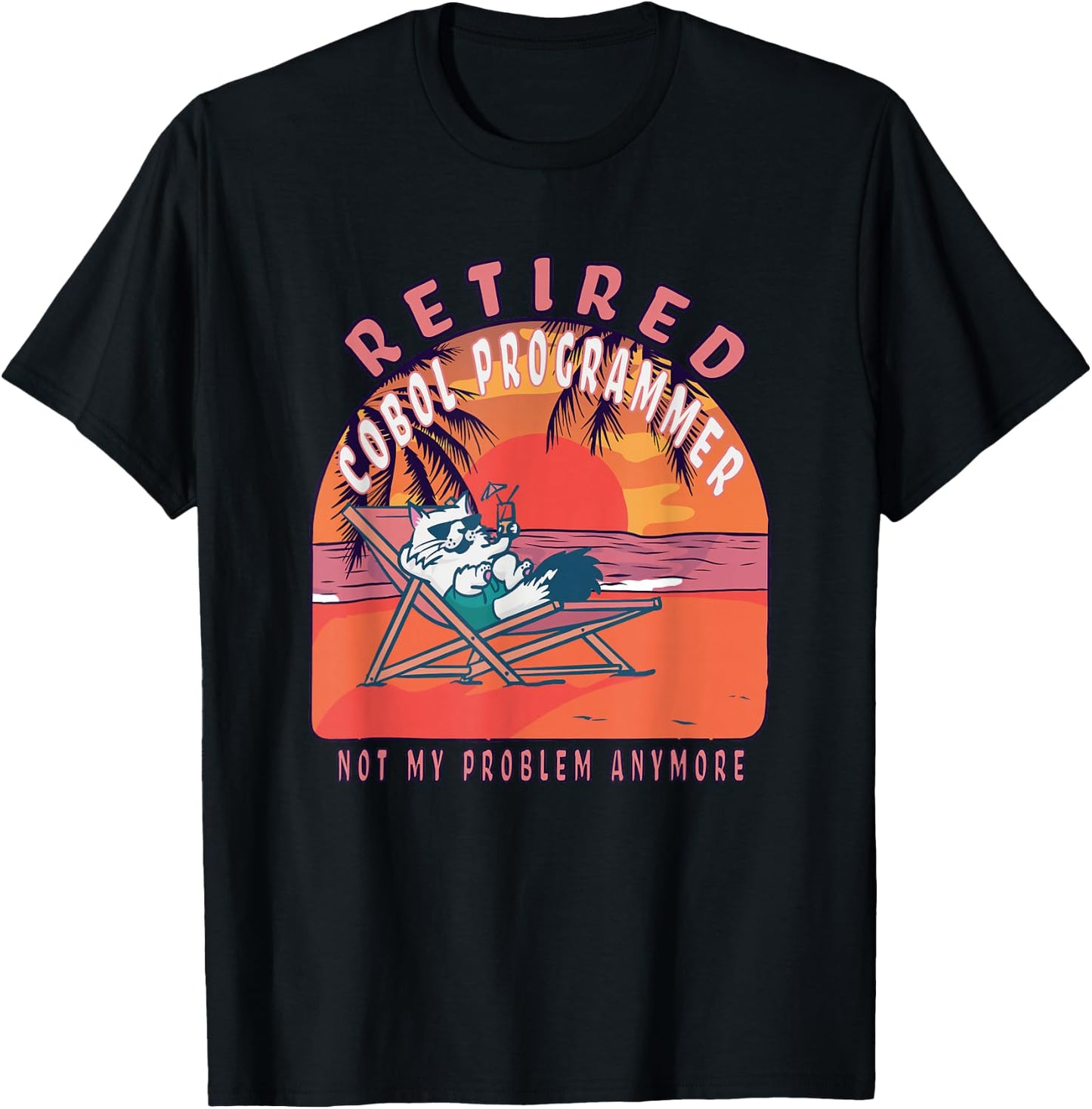 Retired Cobol Programmer Funny Vintage Retirement T-Shirt - T-Shirt | Black