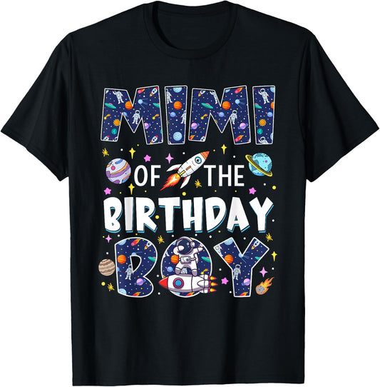 Mimi of The Birthday Boy Astronaut Family Space Planets T-Shirt - T-Shirt | Black