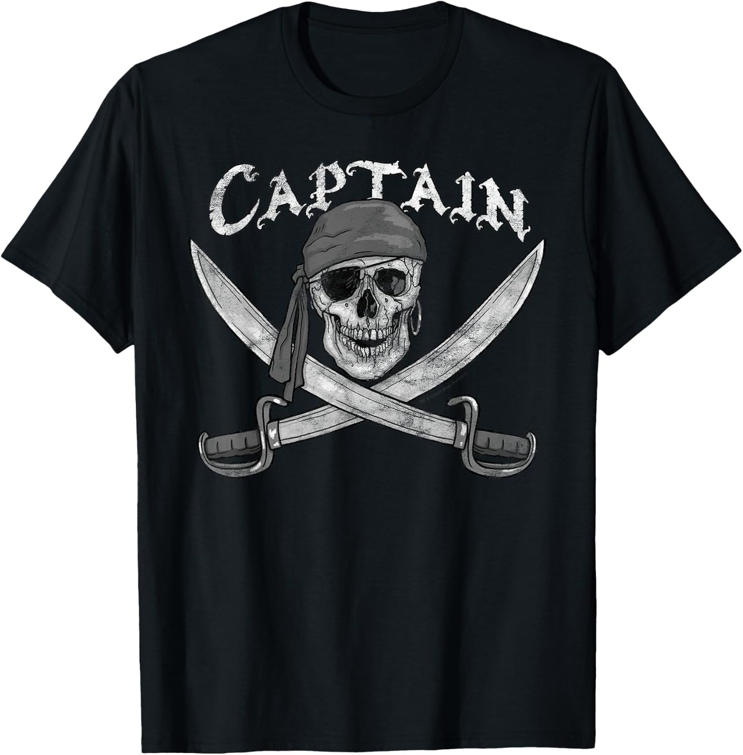 Pirate Ship Captain Skull & Cutlasses Jolly Roger T-Shirt - T-Shirt | Black