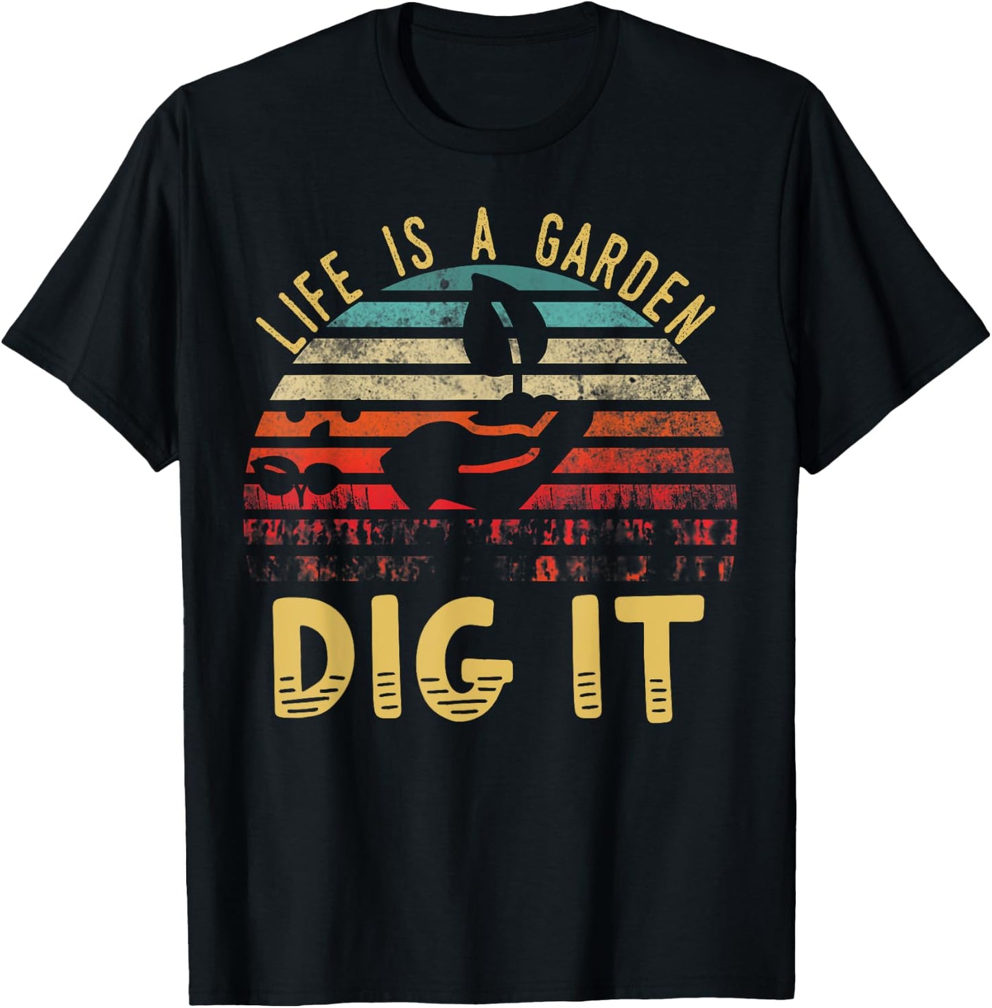 Retro Vintage Farmer Gift | Life is a garden dig it T-Shirt - T-Shirt | Black