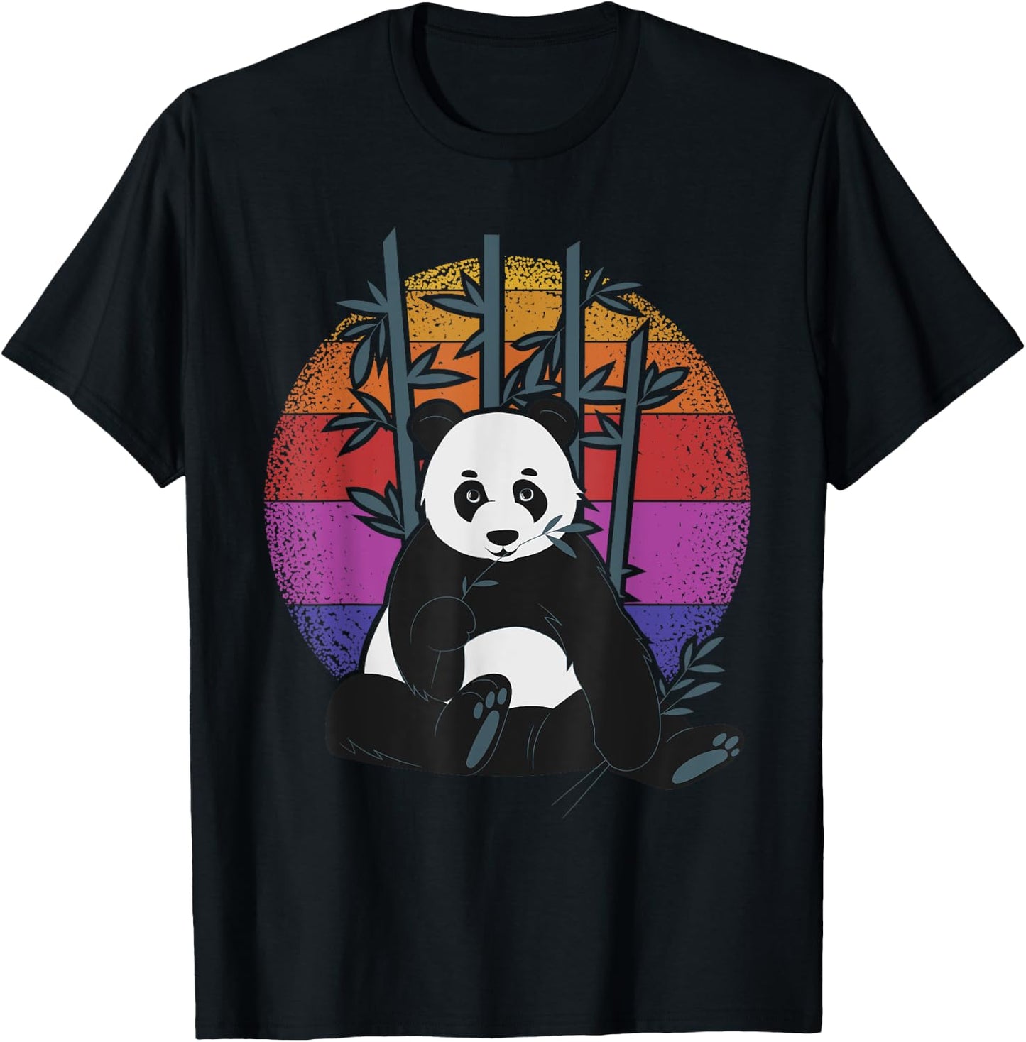 Retro Cute Eating Panda T-Shirt - T-Shirt | Black