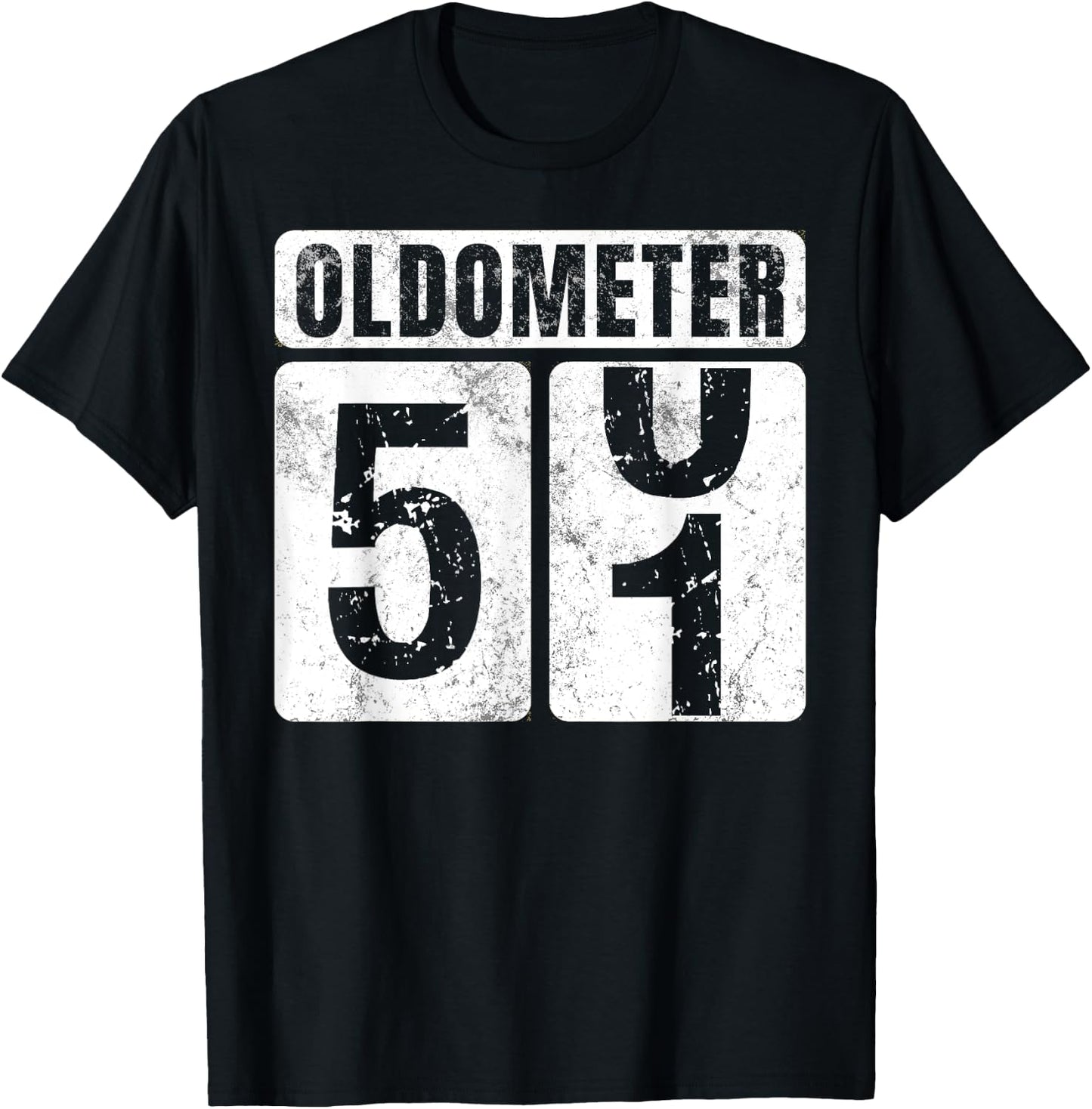 Oldometer 51 Shirt Vintage Funny 51st Birthday Gift T-Shirt - T-Shirt | Black