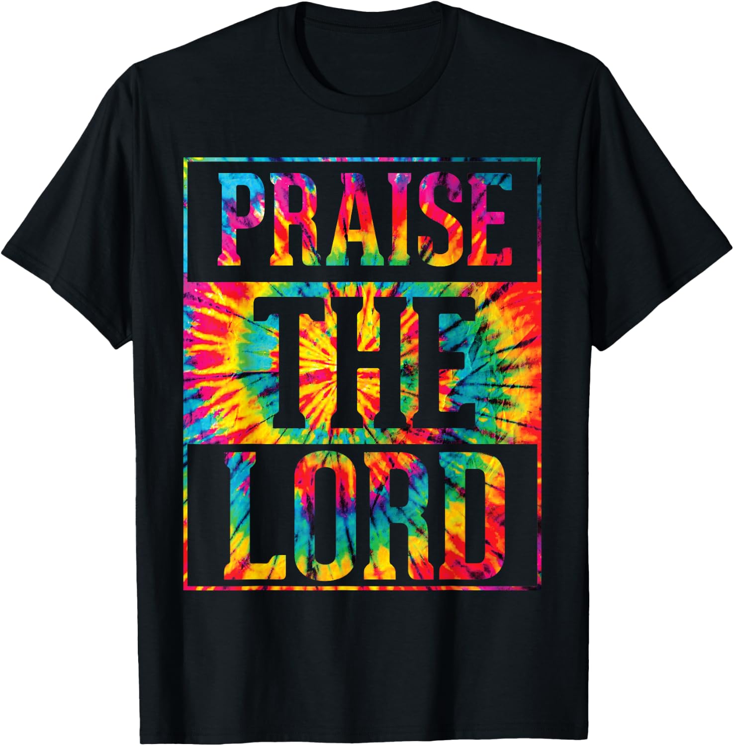 Praise The Lord Christian Faith Tie Dye Cute Christianity T-Shirt - T-Shirt | Black