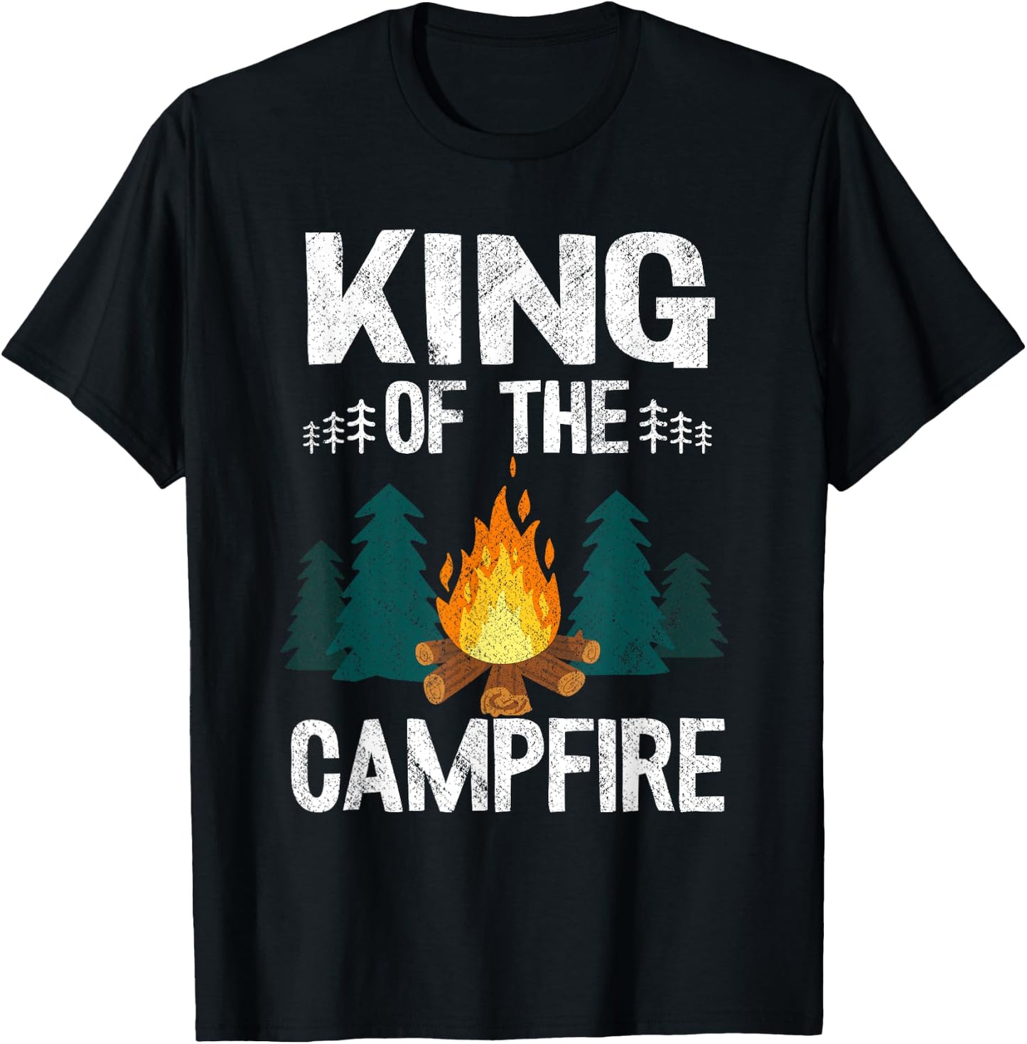King Of The Campfire Happy Hiking Cousin Camp Funny Camping T-Shirt - T-Shirt | Black