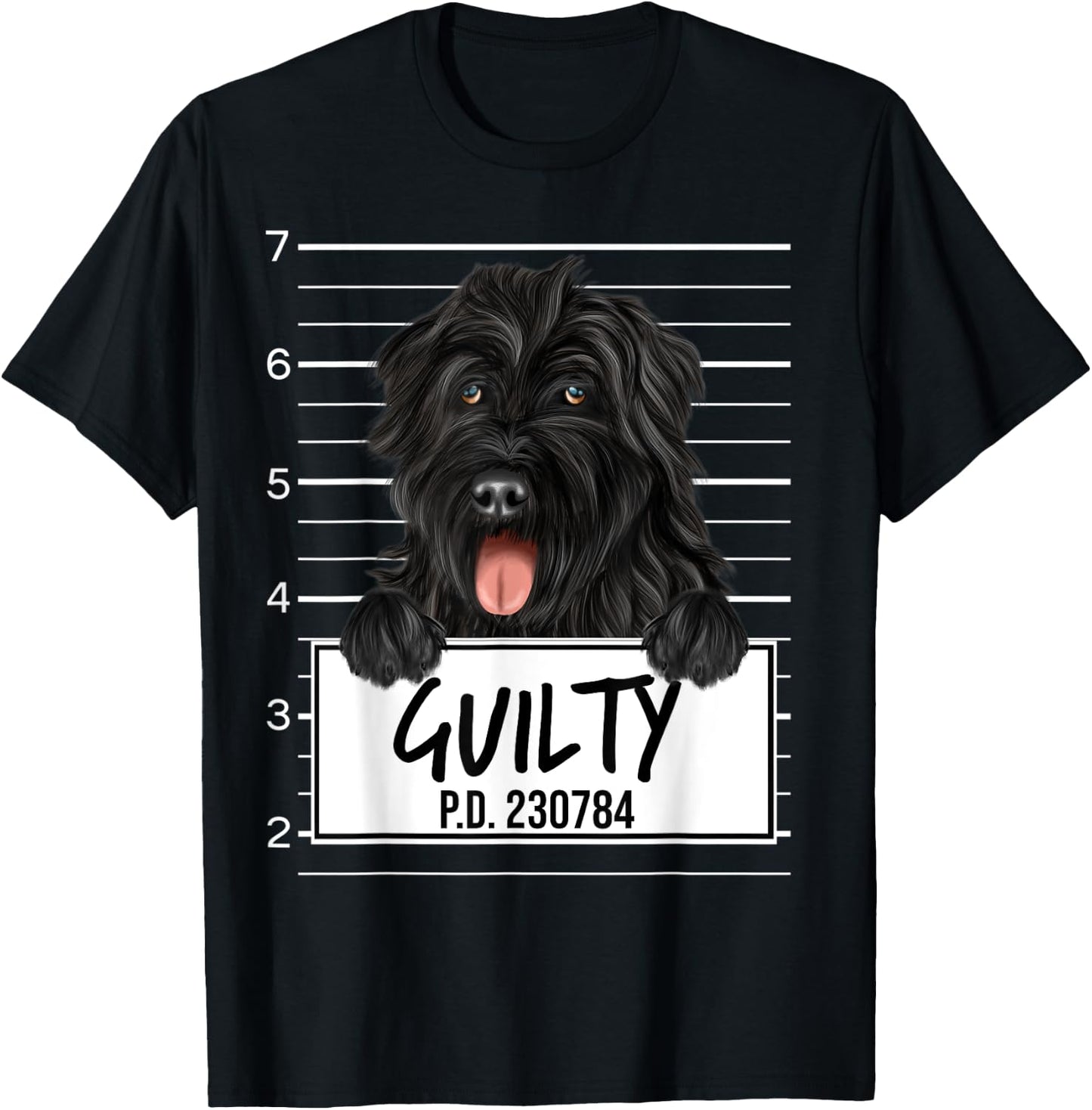 Funny Bouvier des Flandres Mugshot Guilty Dog T-Shirt - T-Shirt | Black