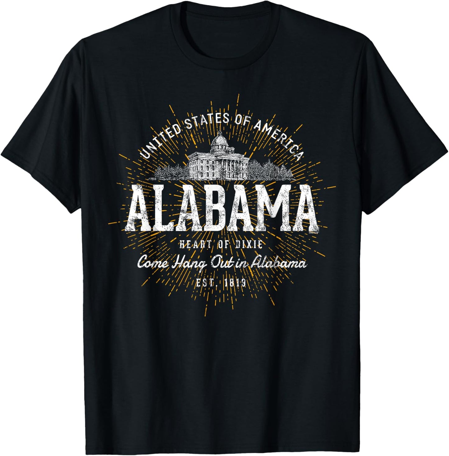 Alabama Vintage Retro State of Alabama T-Shirt - T-Shirt | Black