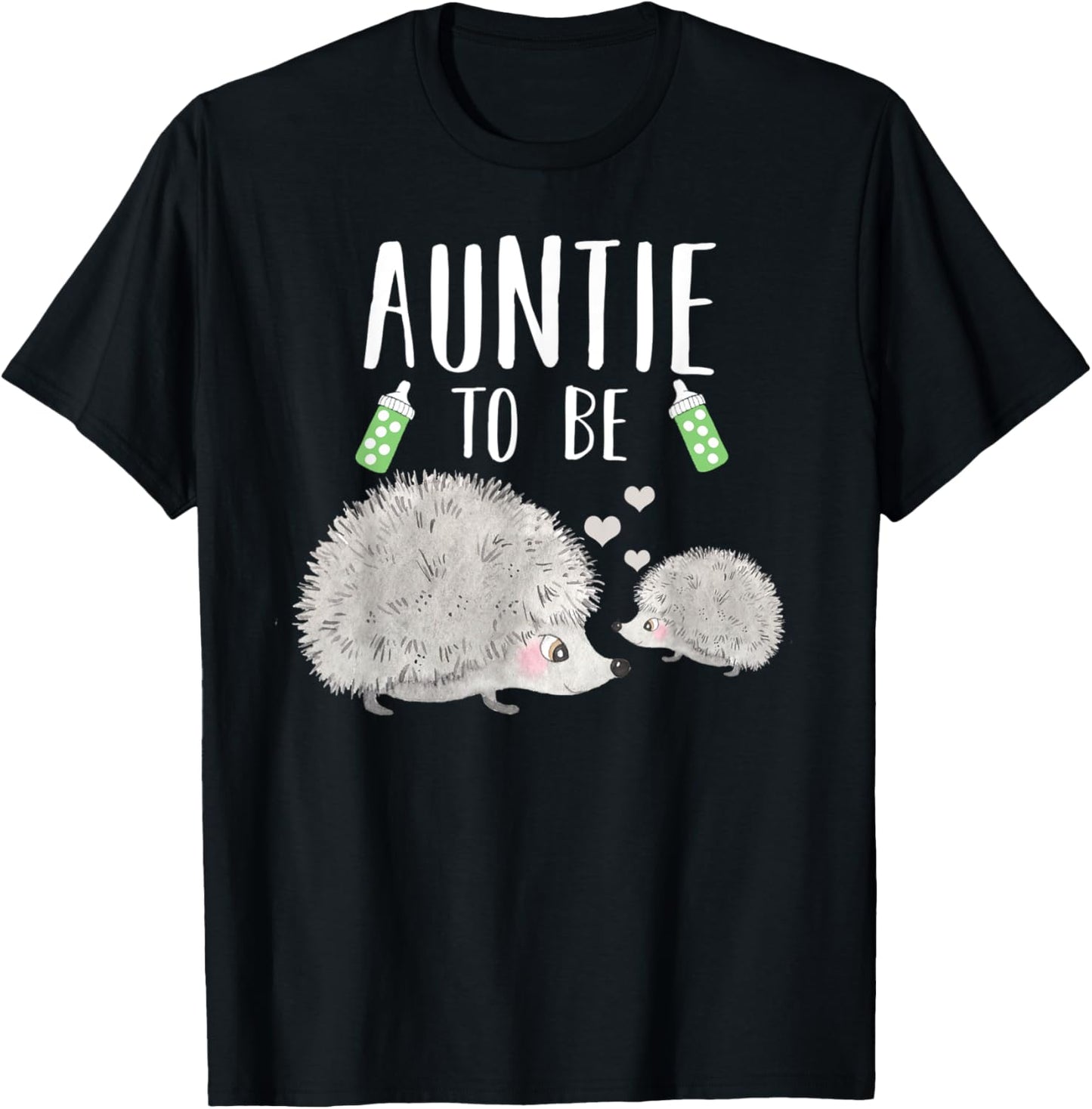 Auntie To Be Hedgehog Baby Shower Cute Woodland Animal T-Shirt - T-Shirt | Black