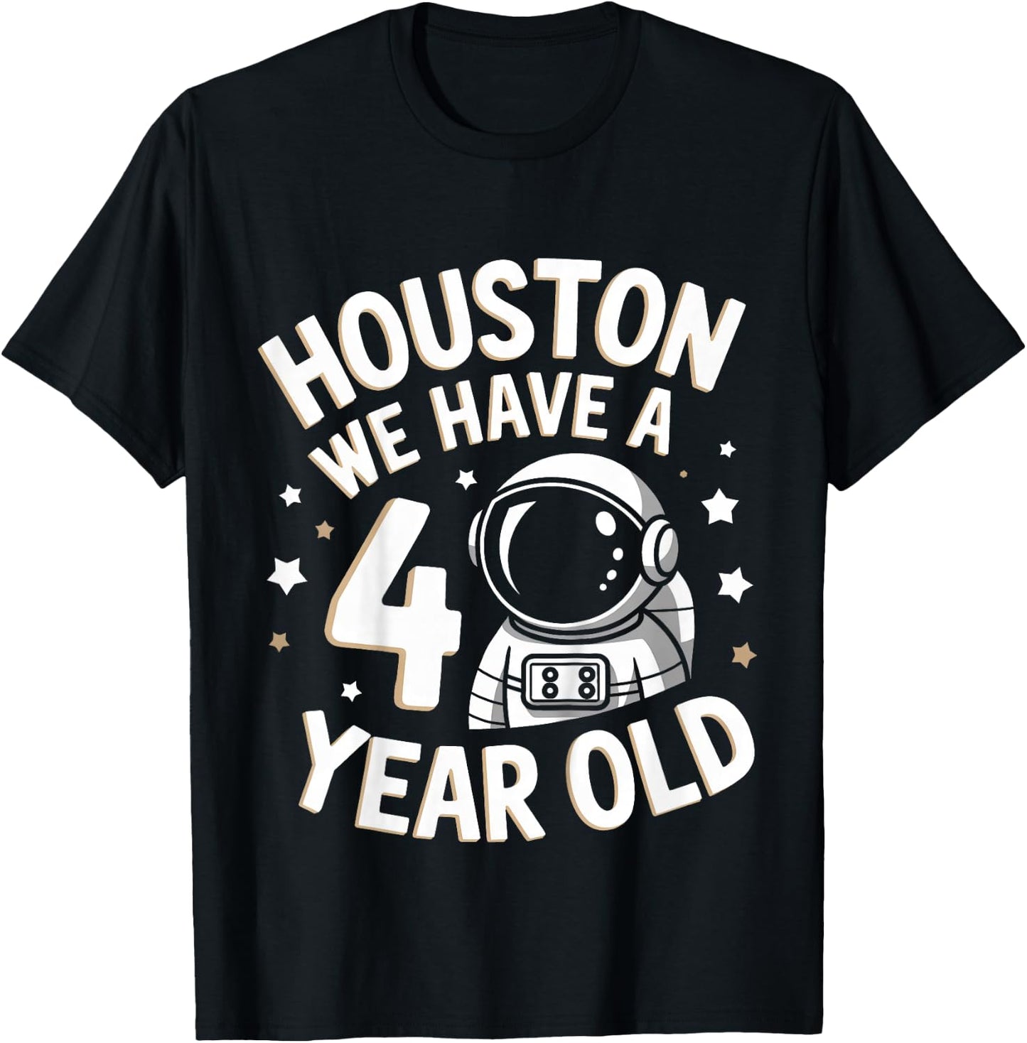 Kids 4Th Birthday Houston We Have A 4 Year Old Astronaut T-Shirt - T-Shirt | Black