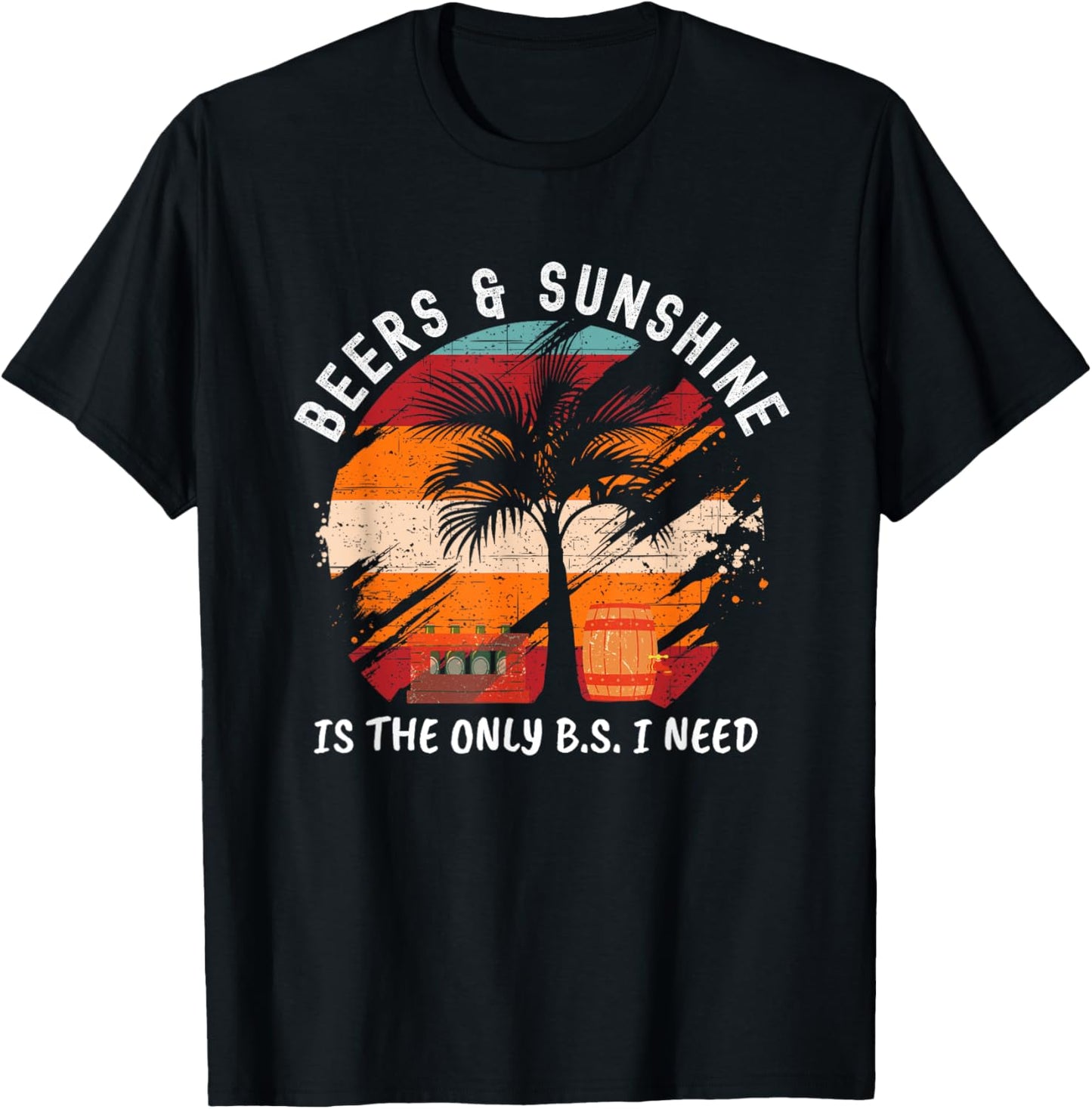 The Only BS I Need Is Beers and Sunshine Retro Beach T-Shirt - T-Shirt | Black