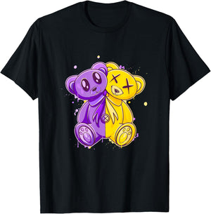 Purple and Golds Evil Twin-gold & Purple Color Graphic T-Shirt - T-Shirt | Black