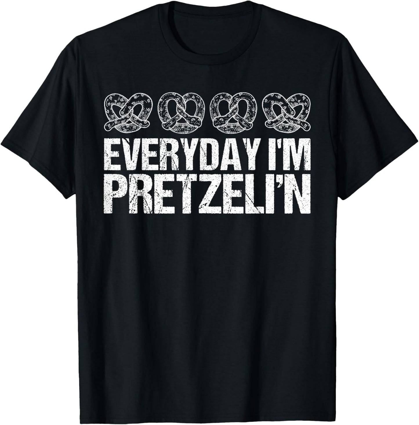 Every Day I'm Pretzelin' Pretzel Day King Crown Baker T-Shirt - T-Shirt | Black