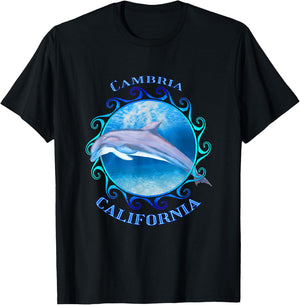 Cambria California Vacation Souvenir Dolphin T-Shirt - T-Shirt | Black