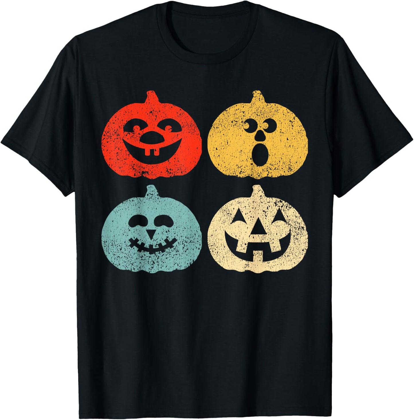 Vintage Halloween Pumpkin Women, Men, Kids, Funny Retro Gift T-Shirt - T-Shirt | Black