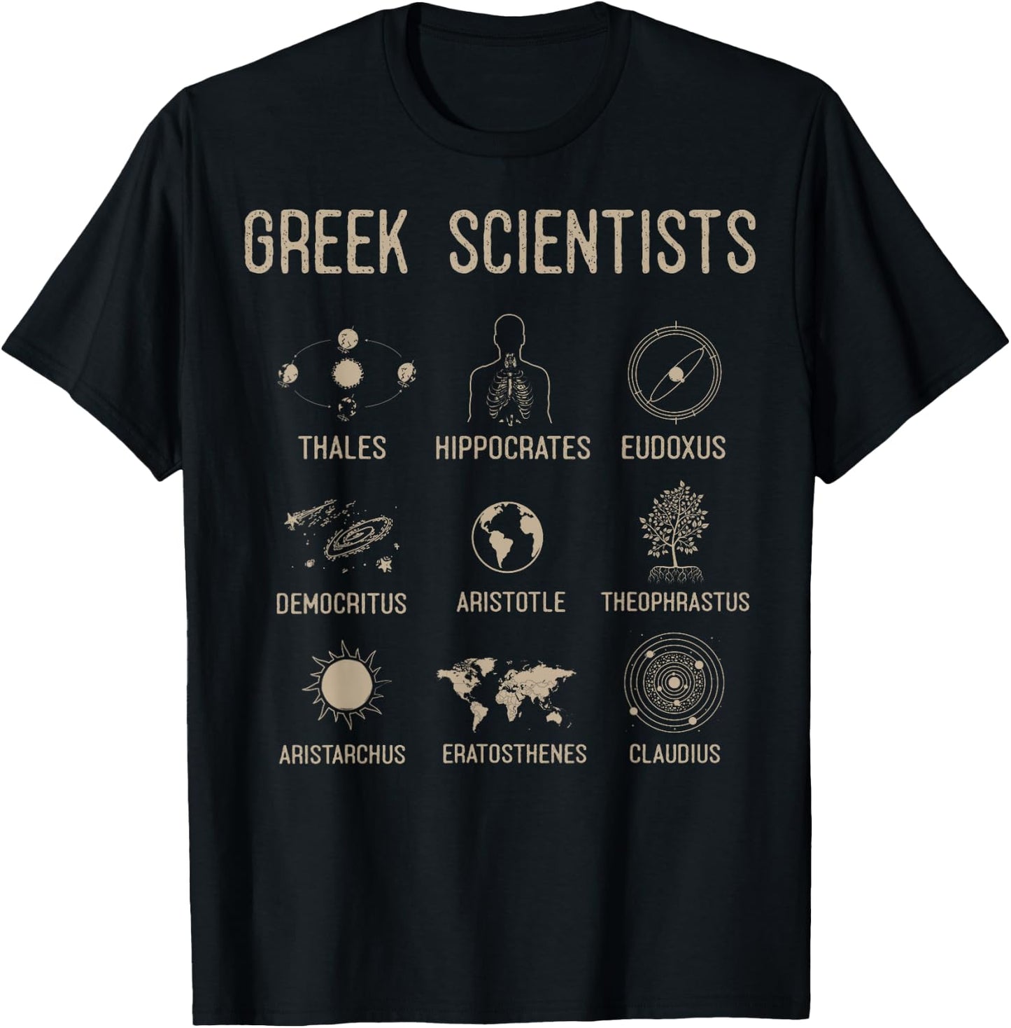 Greek Scientist Shirt, Aristotle & Thales Science T-Shirt - T-Shirt | Black
