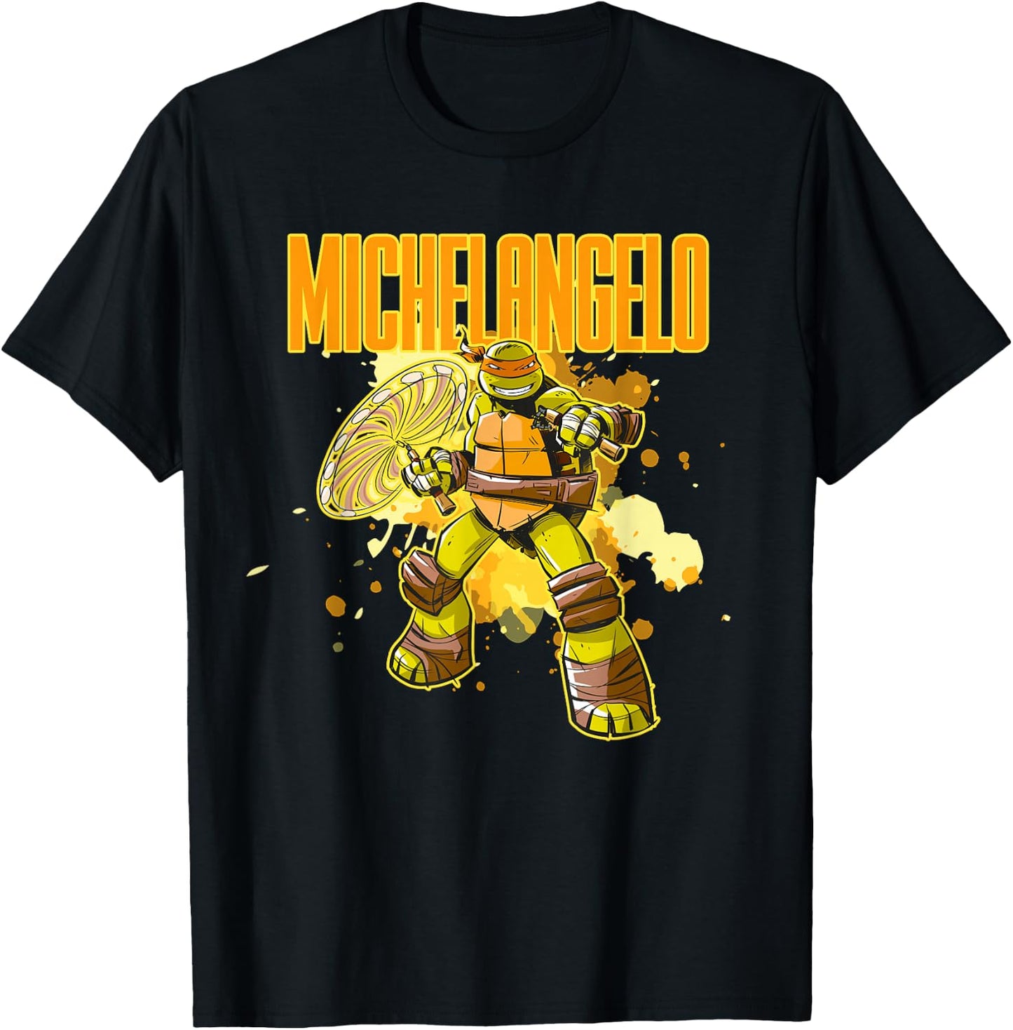 Michelangelo - Orange Splatter Paint T-Shirt - T-Shirt | Black
