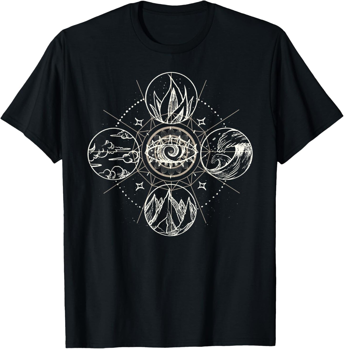 Four Elements Wind Earth Fire Water Nature T-Shirt - T-Shirt | Black