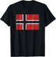 Vintage Norwegian Flag Retro Norway Souvenir Men Women Kids T-Shirt - T-Shirt | Black