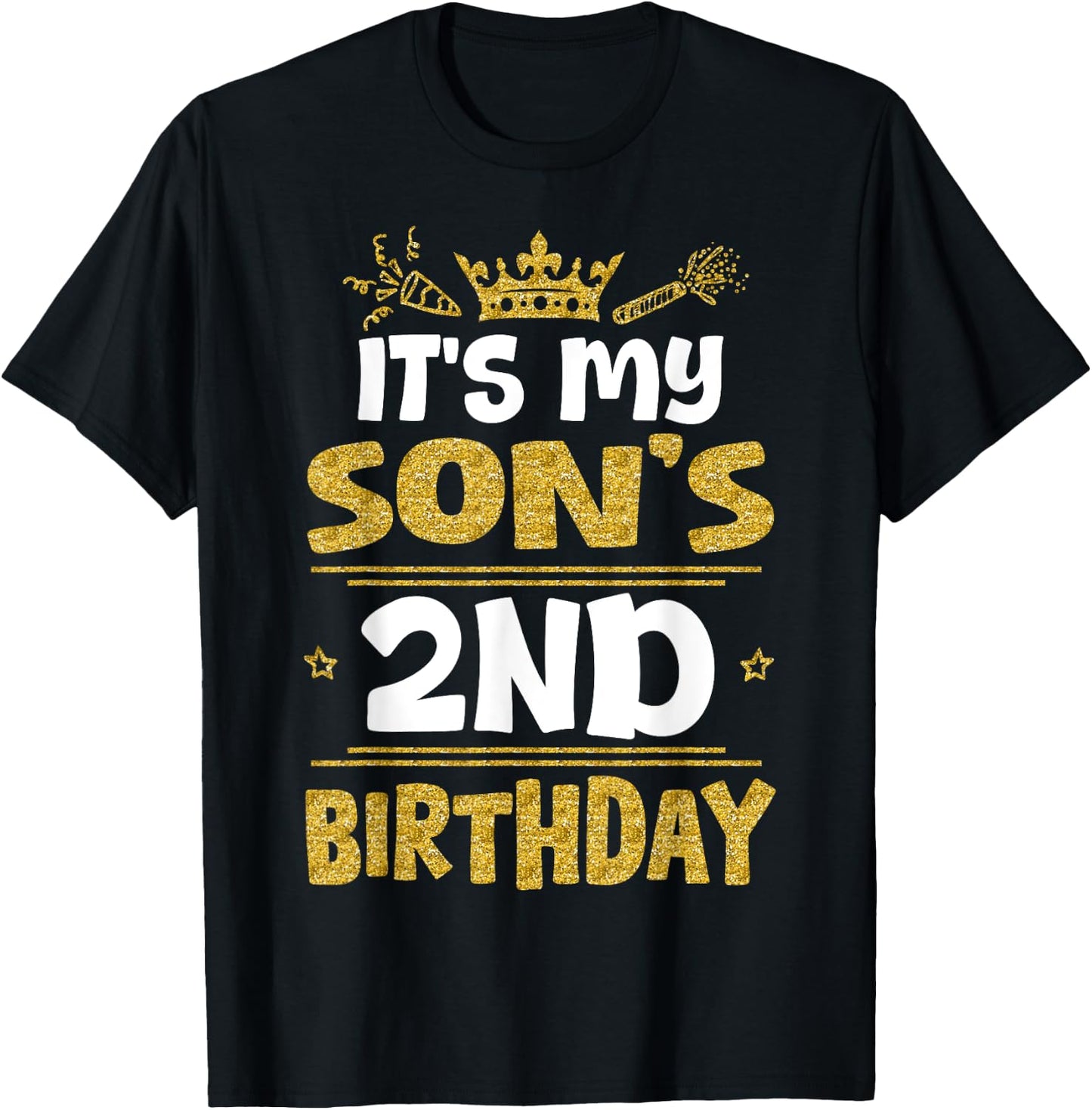 Happy It's My Son's 2nd Birthday 2023 2 Years Old T-Shirt - T-Shirt | Black