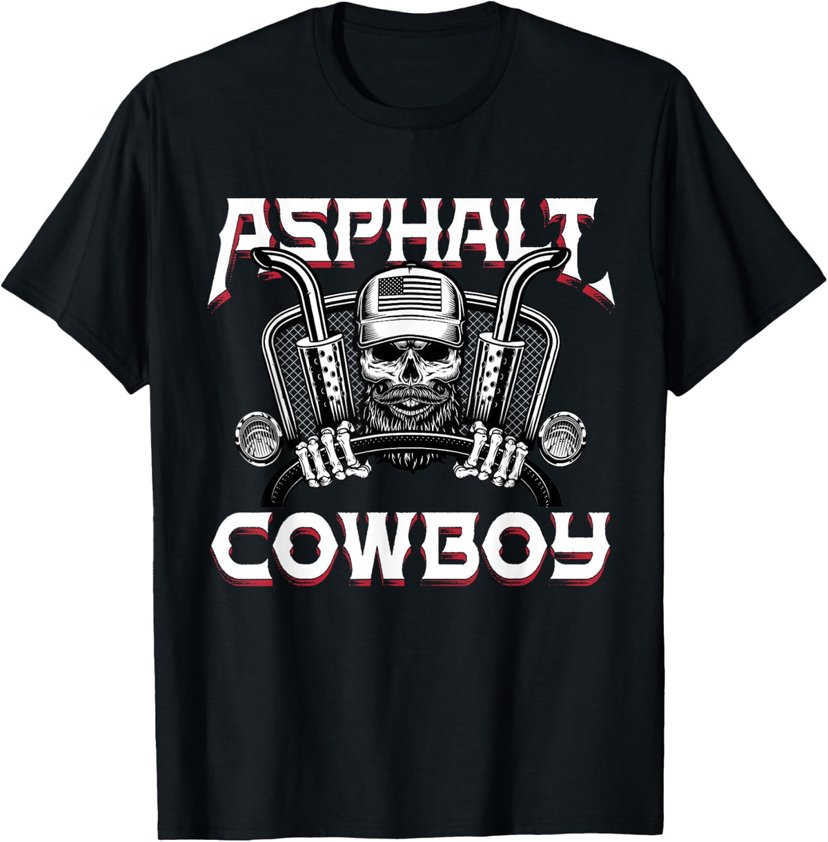 Asphalt Cowboy Funny Truck Driver Trucker Diesel Semi Gift T-Shirt - T-Shirt | Black