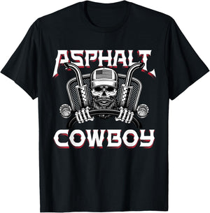 Asphalt Cowboy Funny Truck Driver Trucker Diesel Semi Gift T-Shirt - T-Shirt | Black