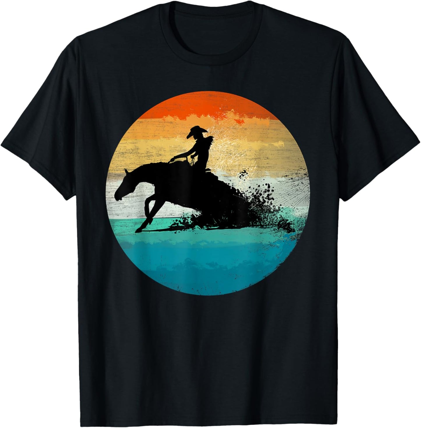 Vintage Western Rider Reining Horse Quarter Sliding Stop T-Shirt - T-Shirt | Black