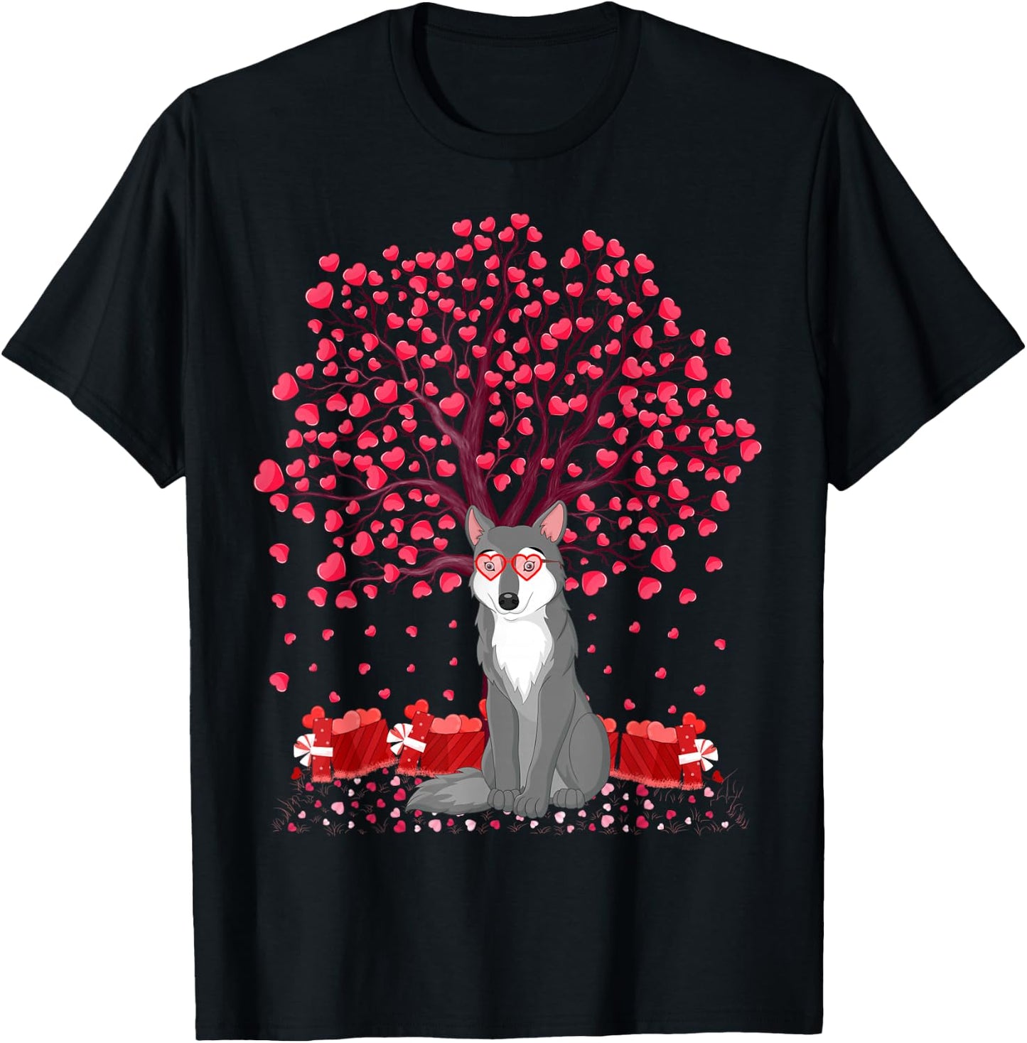 Funny Wolf Animal Lover Wolf Valentine's Day T-Shirt - T-Shirt | Black