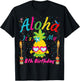 Aloha It's My 8th Birthday Hawaii 8 Years Girl Luau Candles T-Shirt - T-Shirt | Black