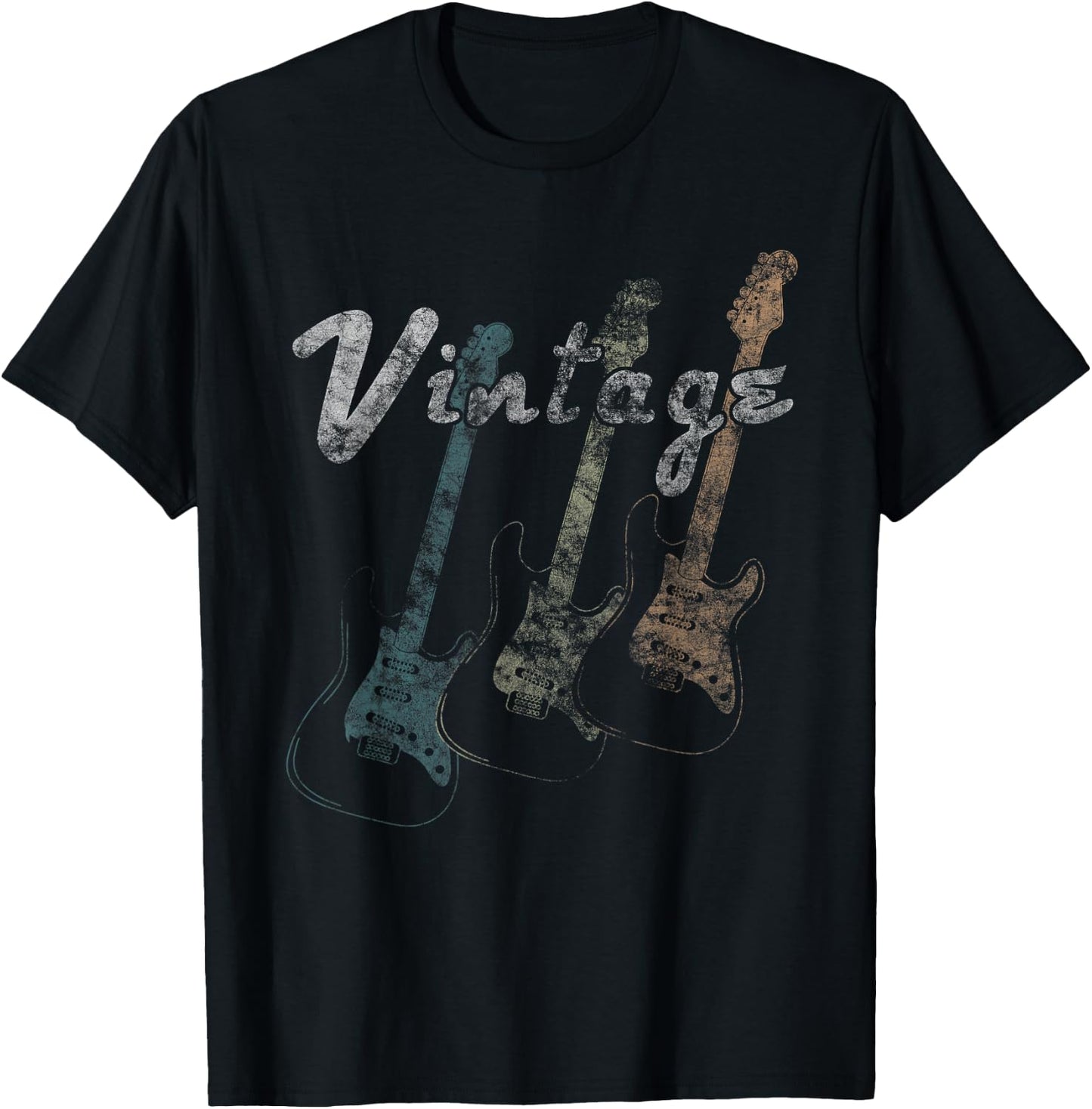 Vintage Rare Guitar Collector Retro Guitar Player T-Shirt - T-Shirt | Black