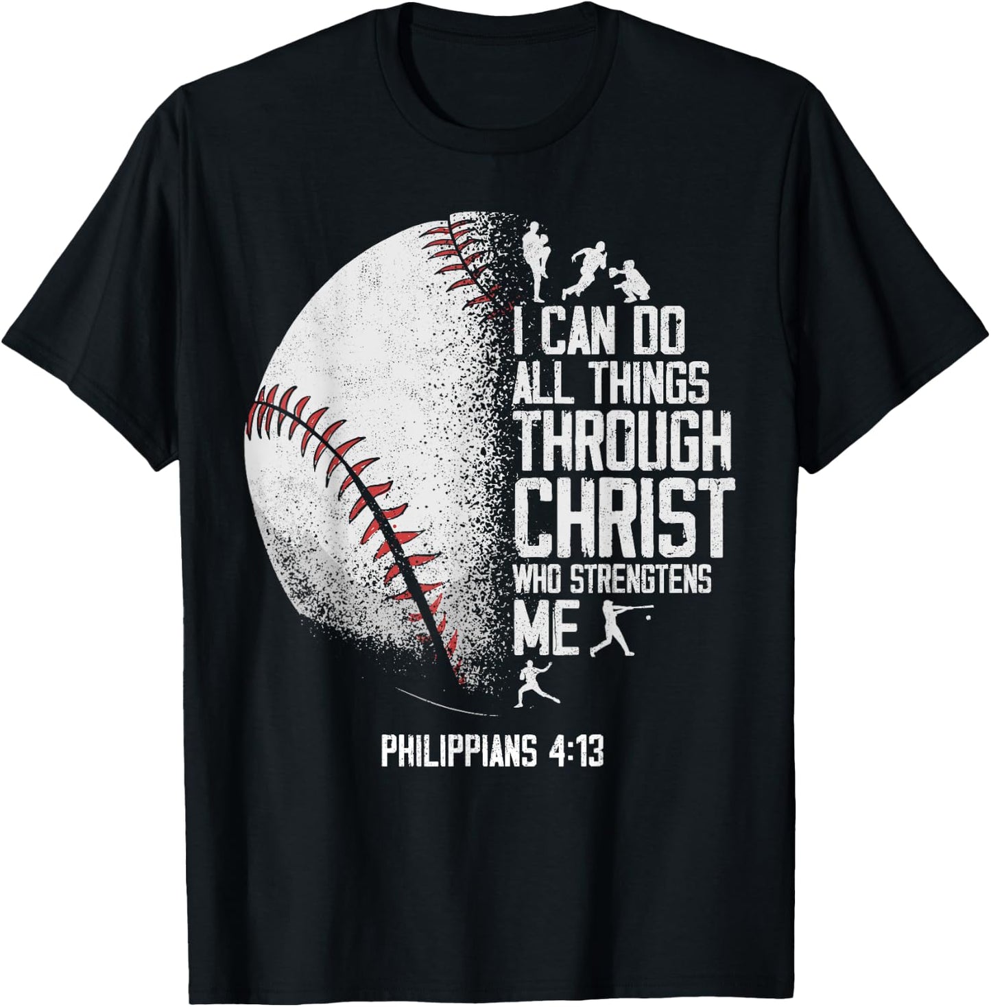 Baseball Fan Bible Quote Vintage I Can Do All The Things T-Shirt - T-Shirt | Black