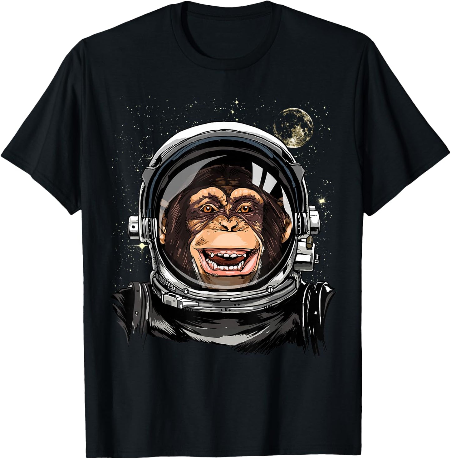 Monkey Astronaut Shirt Spaceman Galaxy Outer Space Lover T-Shirt - T-Shirt | Black
