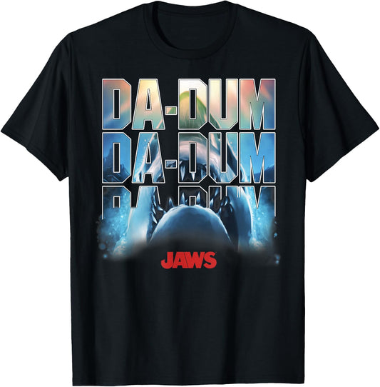 Jaws Da-Dum Da-Dum Da-Dum Build-Up Fill Logo T-Shirt - T-Shirt | Black