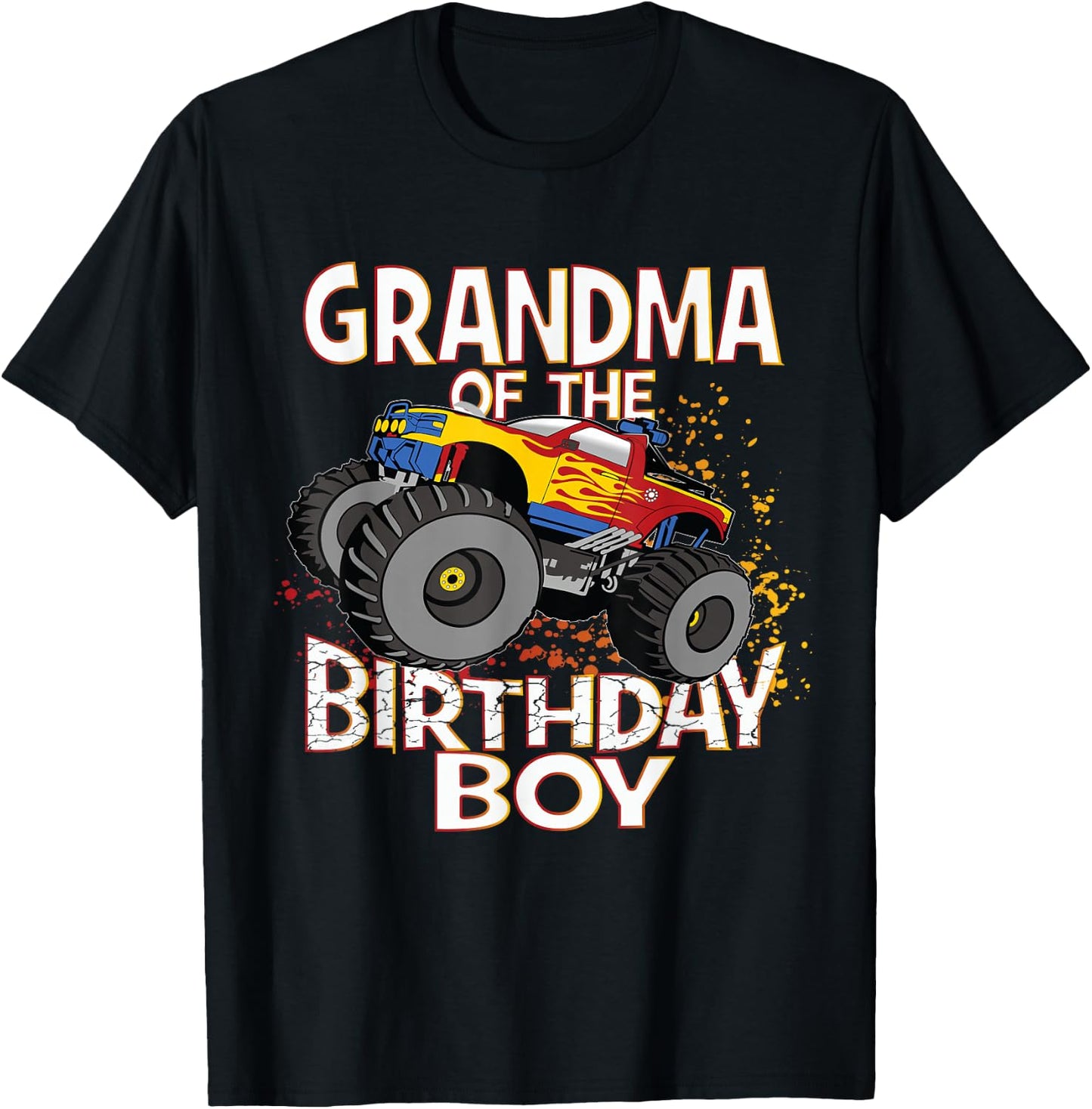 Grandma Of The Birthday Boy Monster Truck Boys Party T-Shirt - T-Shirt | Black