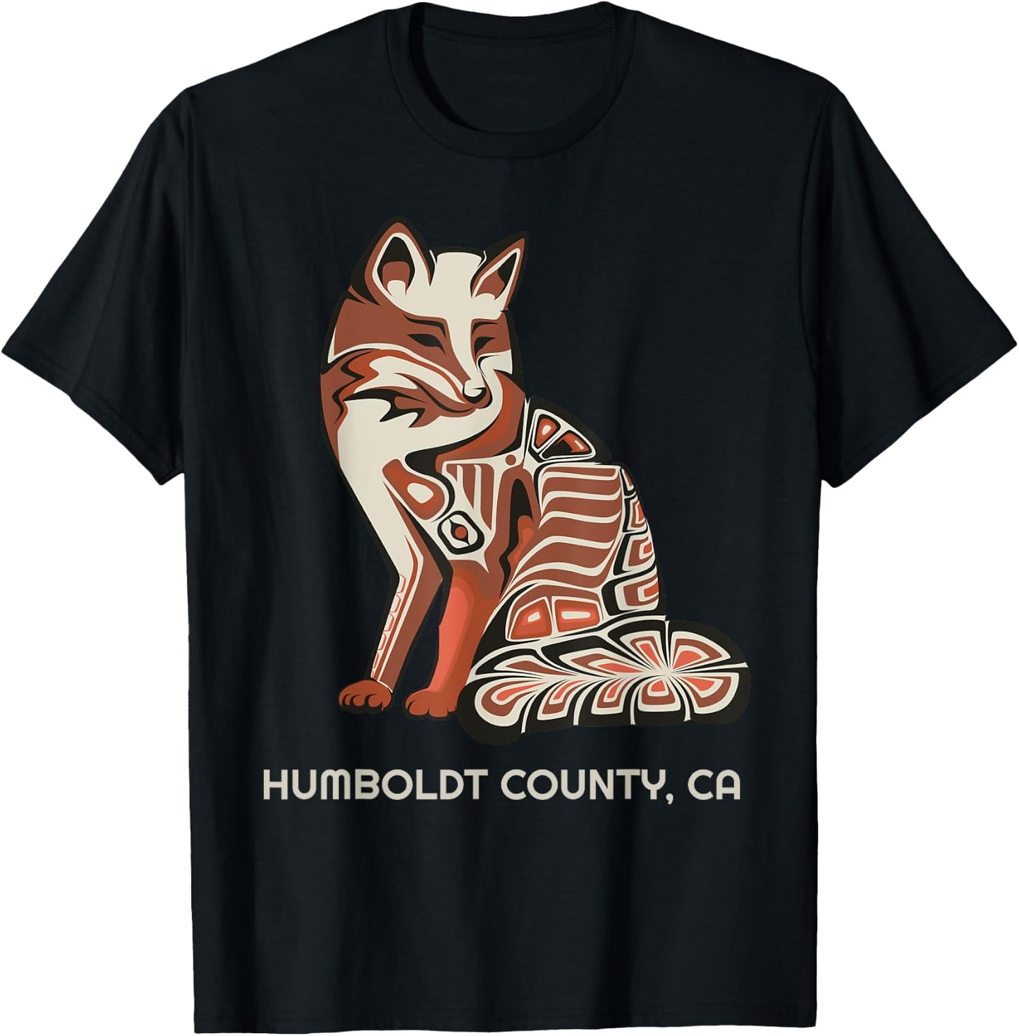 California Humboldt County Tribal Fox Native American T-Shirt - T-Shirt | Black