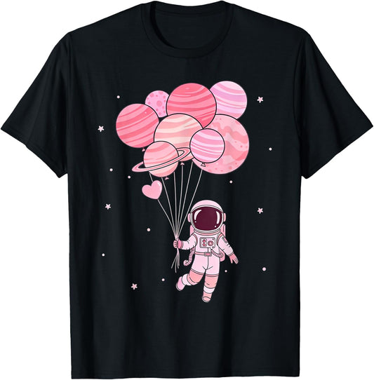 Astronaut Planets Funny Space Lovers Kids Girls Women T-Shirt - T-Shirt | Black