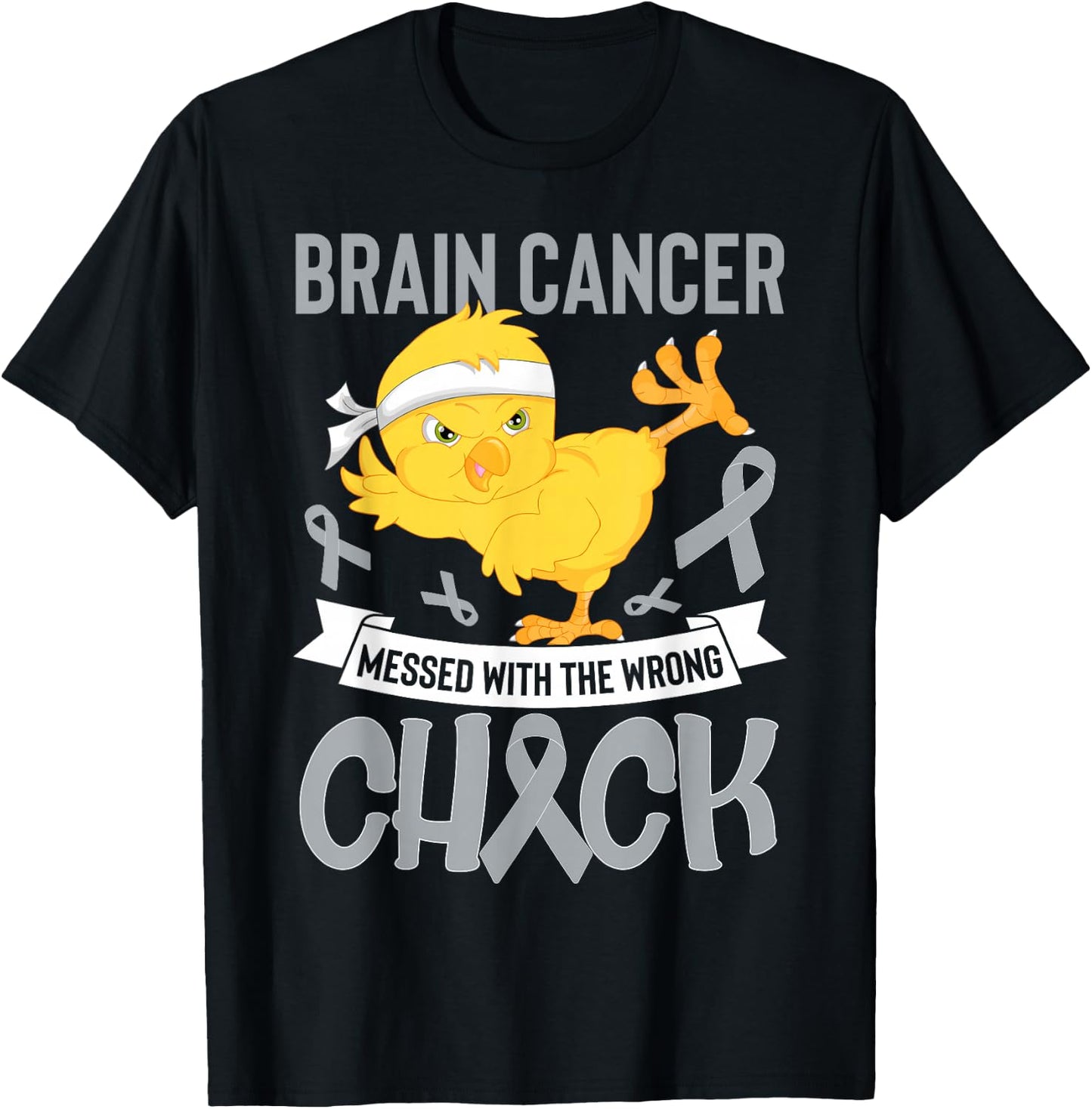 Brain Cancer Messed With The Wrong Chick Warriors Fighters T-Shirt - T-Shirt | Black
