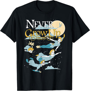 Disney Peter Pan Group Shot Never Grow Up Night Portrait T-Shirt - T-Shirt | Black